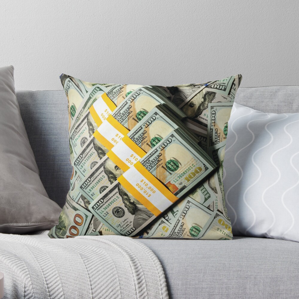 Dollar Bill Money Throw Pillow For Sale By Rocklanone Redbubble