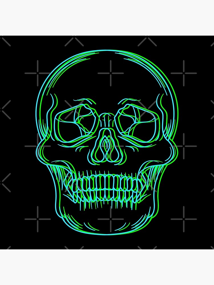 Neon Glitch Effect Skull Front Profile Skull Neon Glitch Effect