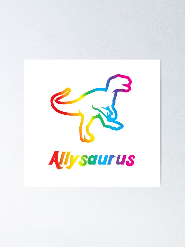 Proud Ally Allysaurus Gay Pride Parade Rainbow Dinosaur T Shirt