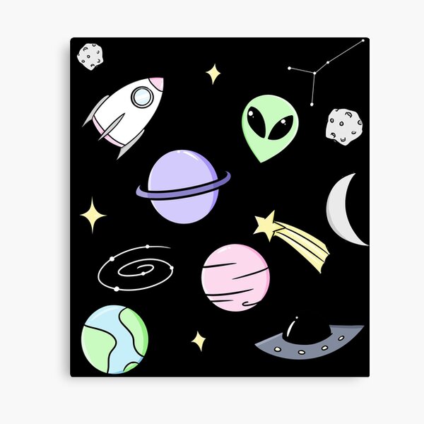 Space Aesthetic Black Canvas Print For Sale By Genanne Art Redbubble