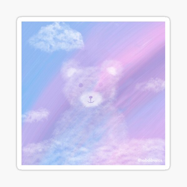 Pastel Cloud Bear On Oil Base Sticker For Sale By Rincon De Sabri