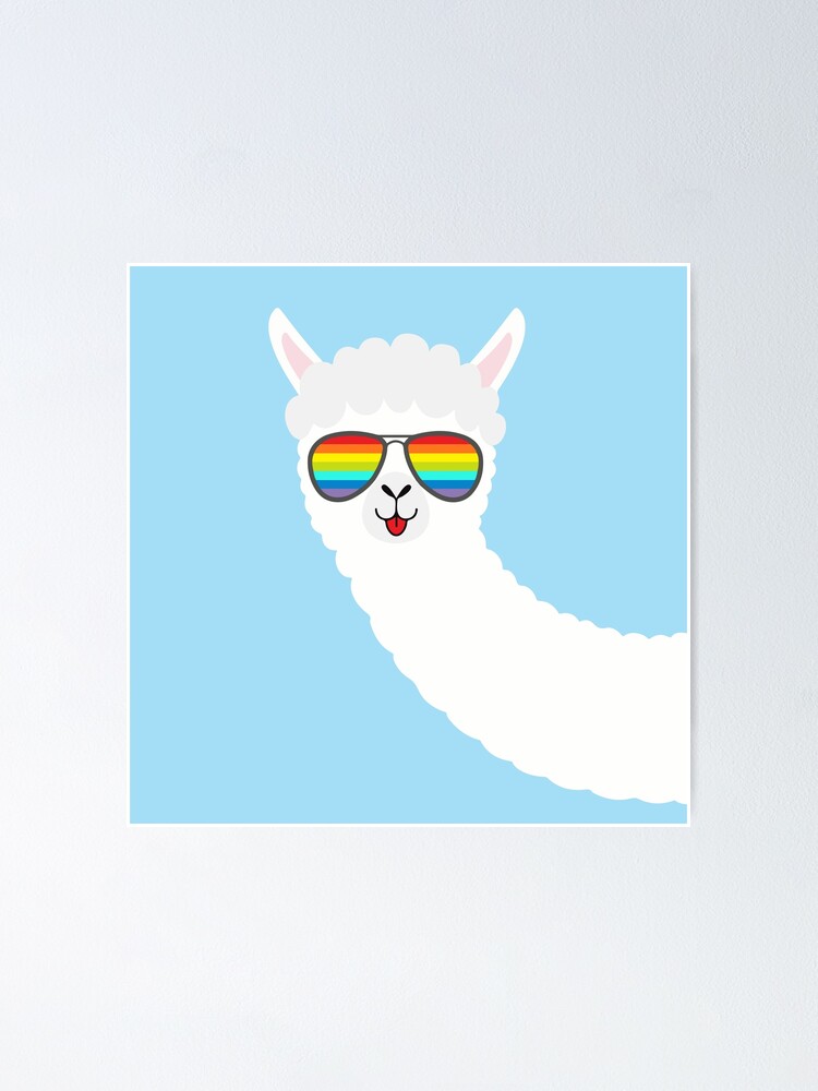 Funny LGBT Gay Pride Llama Rainbow Flag Sunglasses Alpaca Poster For