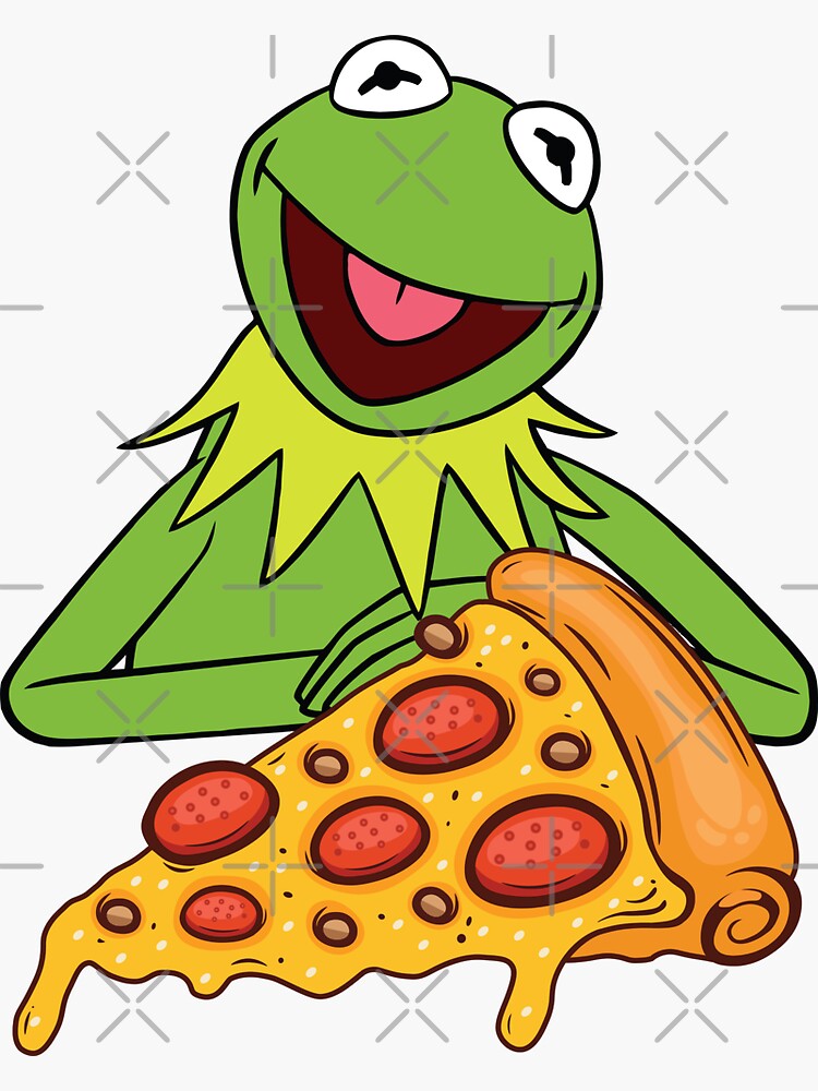 Kermit The Frog Eating Pizza Sticker For Sale By Teeshoplaza Redbubble