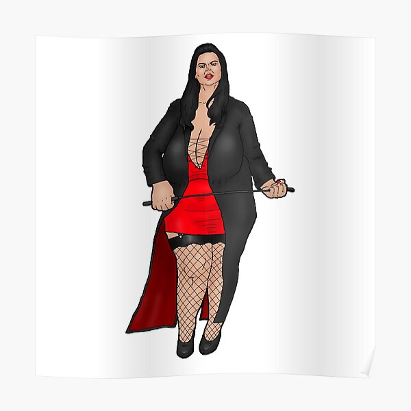 Bbw Dominatrix With Very Large Breasts In A Red Dress And Leather Coat