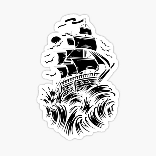 Ship Black And White Sticker For Sale By Kamorim Redbubble