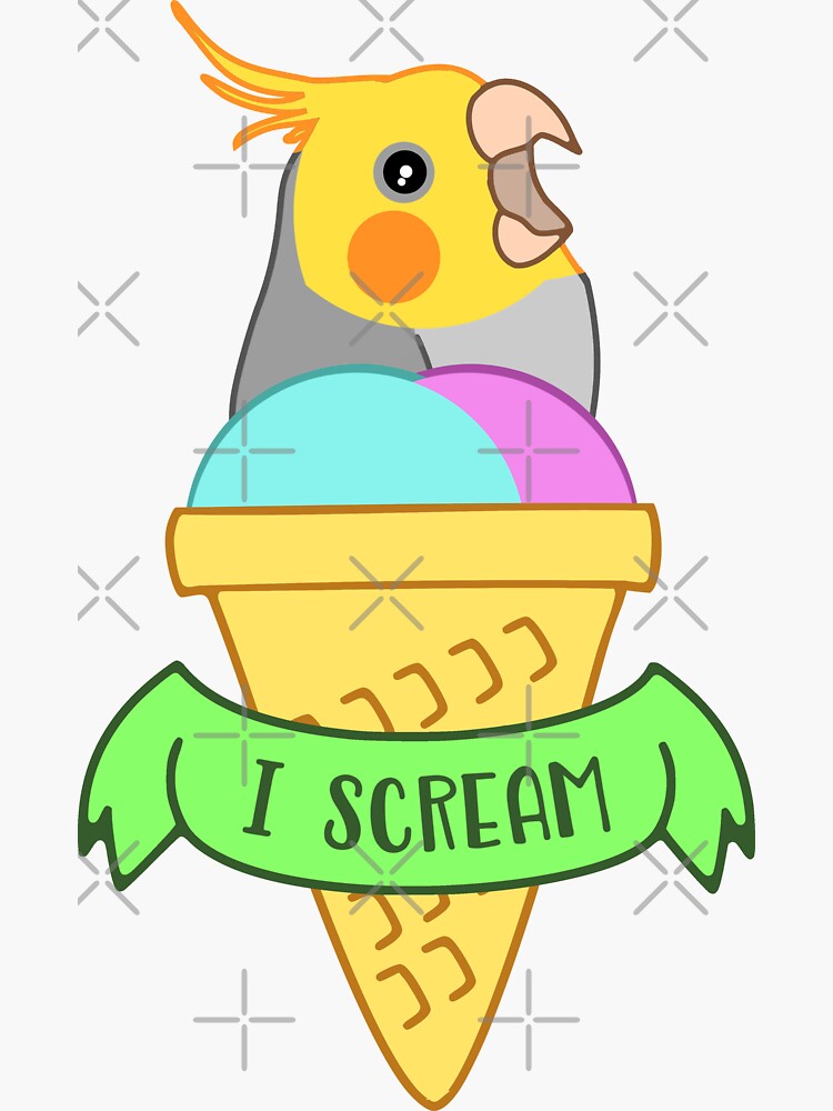 Chubby Cockatiel Ice Cream I Scream Birb Kawaii Sticker For Sale By