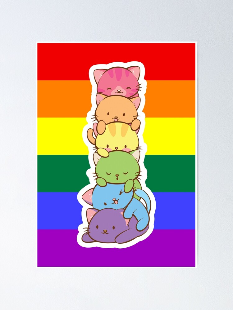 Lgbt Gay Pride Flag Kawaii Rainbow Cats Poster For Sale By