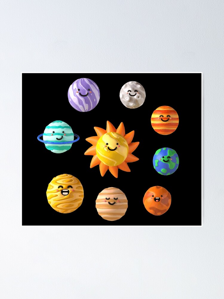 Cute Solar System Poster For Sale By Stickypegatinas Redbubble