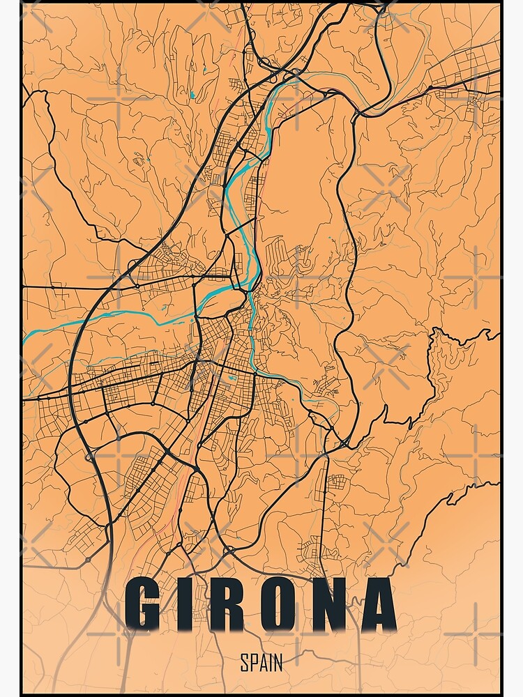 Girona City Map Print Spain Poster For Sale By Postersprof Redbubble