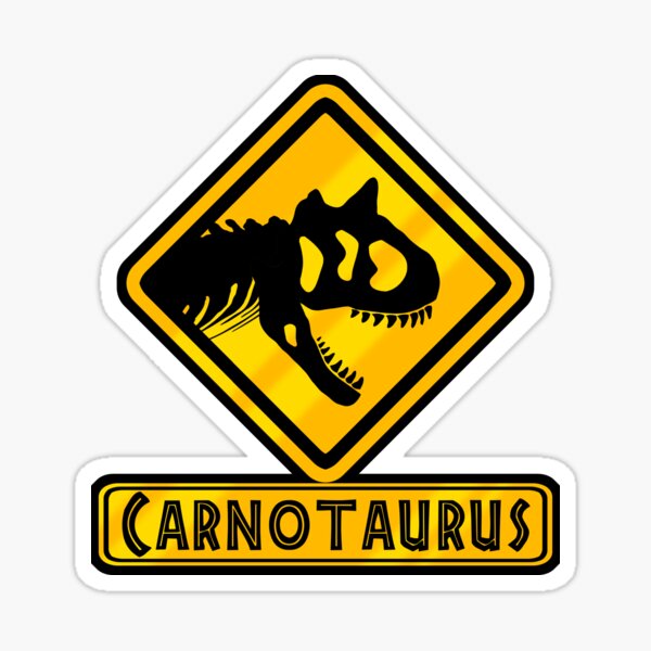 Warning Carnotaurus Sticker By OniPunisher Redbubble