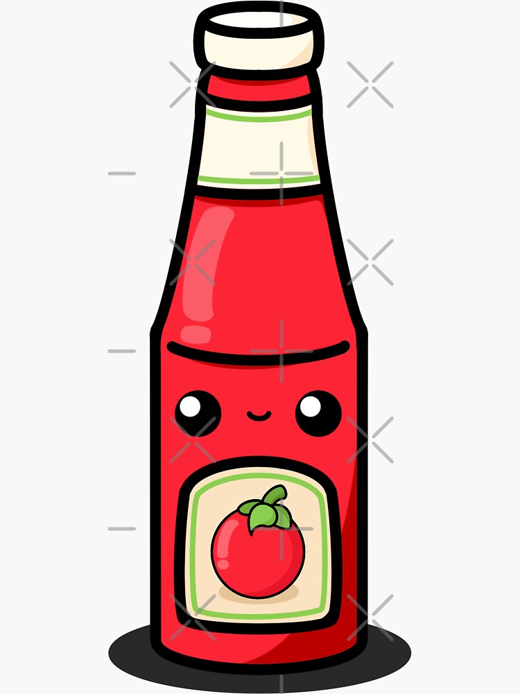 Cute Cartoon Tomato Ketchup Tomato Sauce Kawaii Sticker By