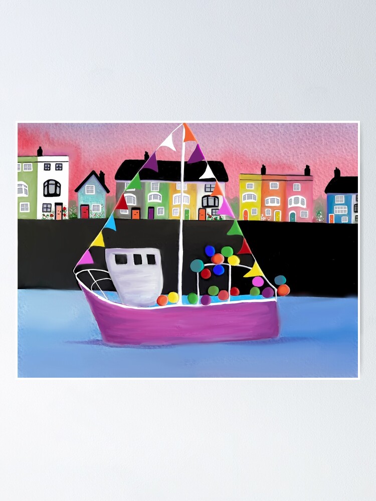 Boat In The Harbour Poster For Sale By FrancesArt Redbubble