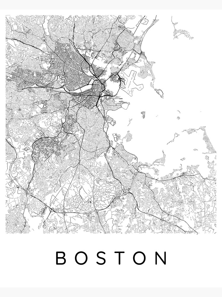 P Ster Boston Mapa Minimalista En Blanco Y Negro De Desireevda