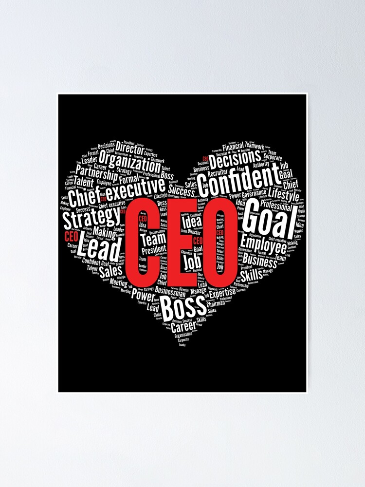 Chief Executive CEO Business Founder Heart Shape Word Cloud Graphic