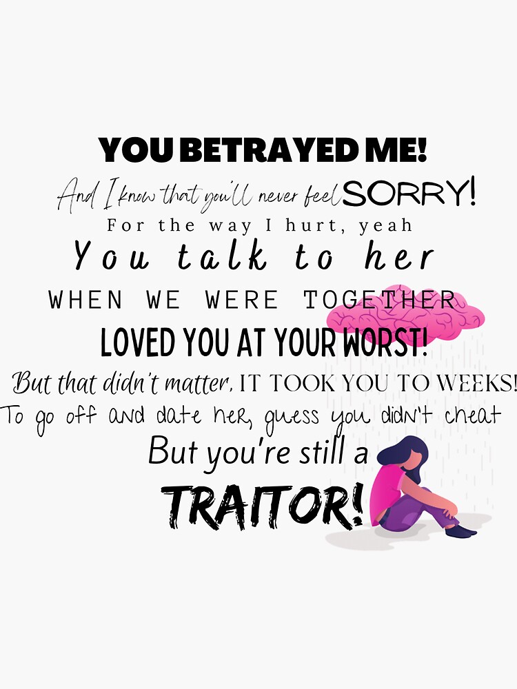 Olivia Rodrigo Traitor Lyrics Sticker For Sale By Edward Redbubble