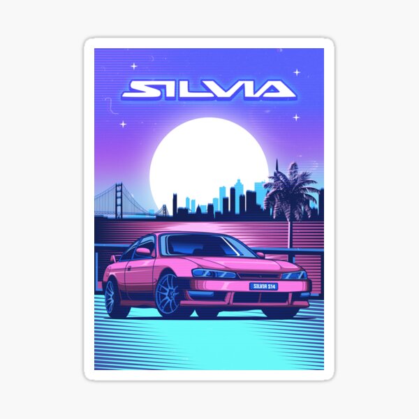 Silvia S14 Jdm Car Synthwave Sticker For Sale By Wellyans Redbubble