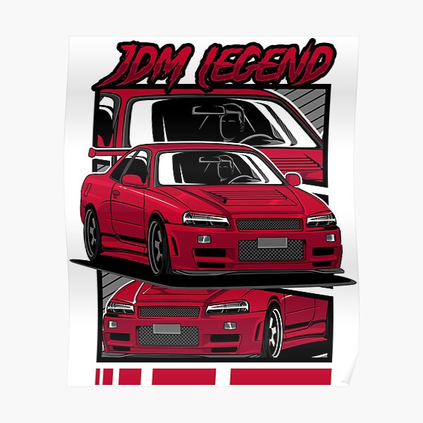 R34 Skyline Jdm Car Poster By Wellyans Redbubble