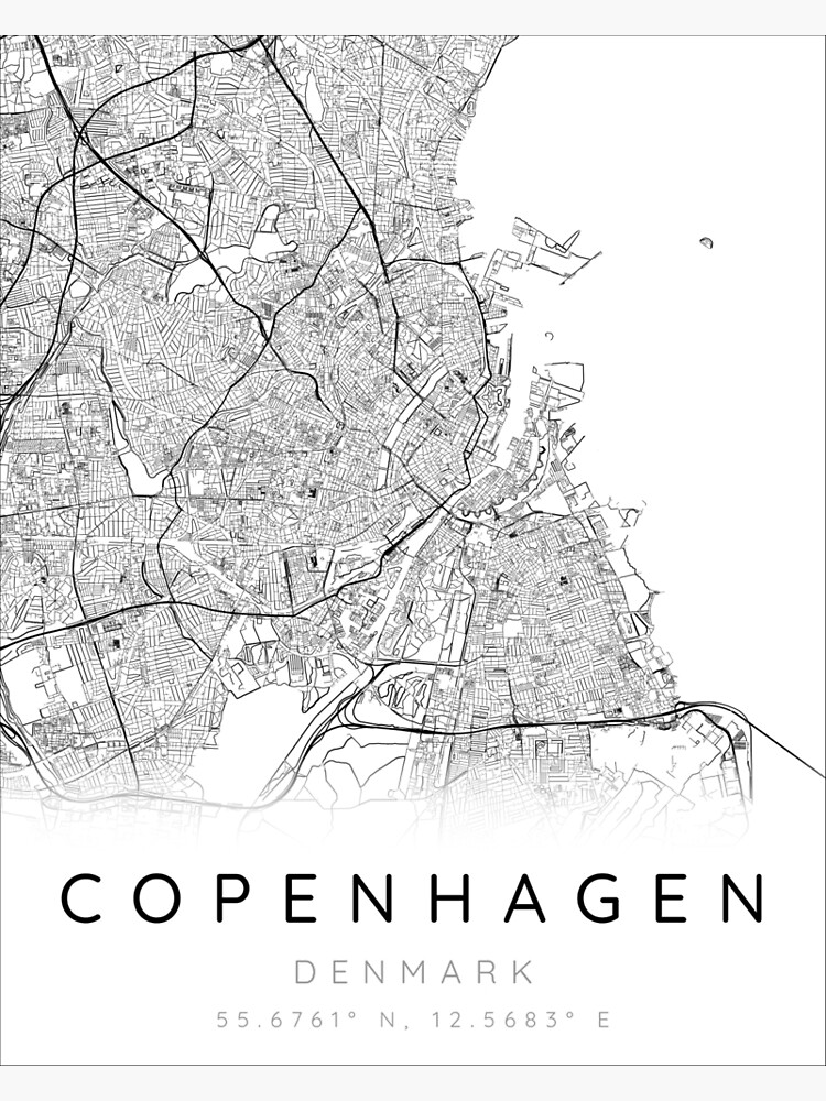 L Mina Fotogr Fica Mapa De Copenhague Minimalista En Blanco Y Negro