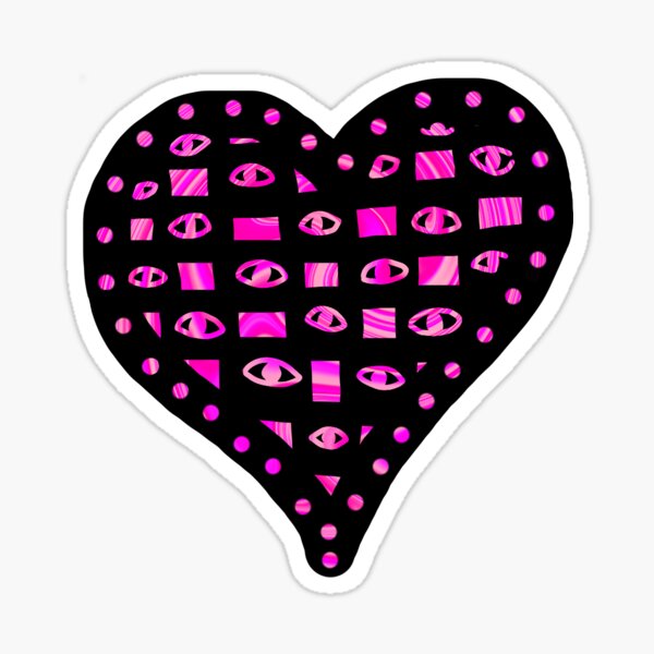 Pink And Black Heart Sticker For Sale By Koirainpuisto Redbubble