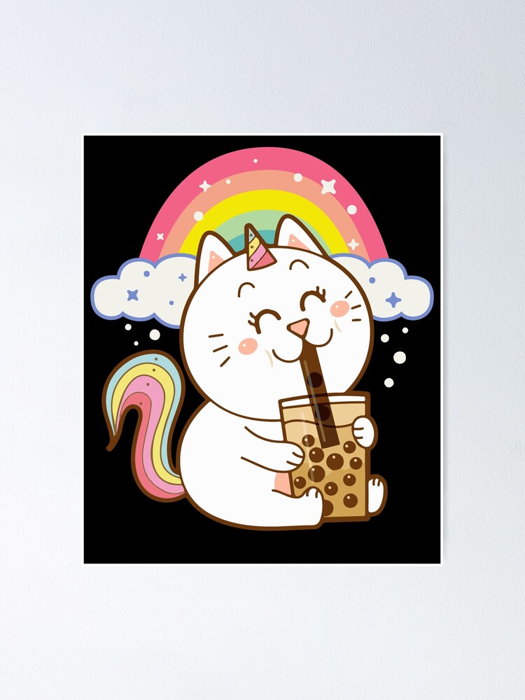 Cat Boba Tea Bubble Tea Anime Kawaii Neko Poster For Sale By