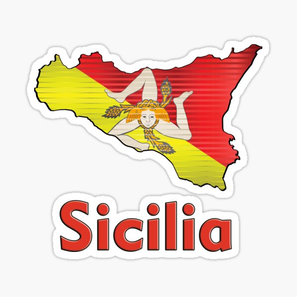 Shiny Grunge Map Of The Sicily Sticker For Sale By SilverWolf1998