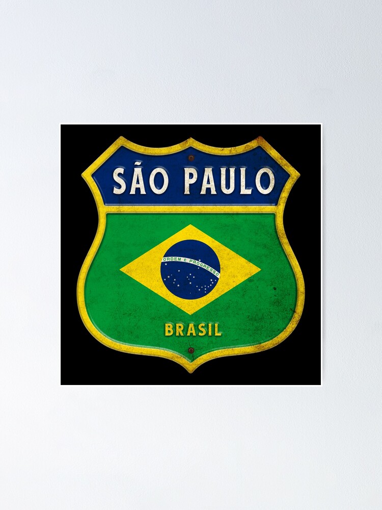 São Paulo Brazil Coat of Arms Flags Design Poster for Sale by