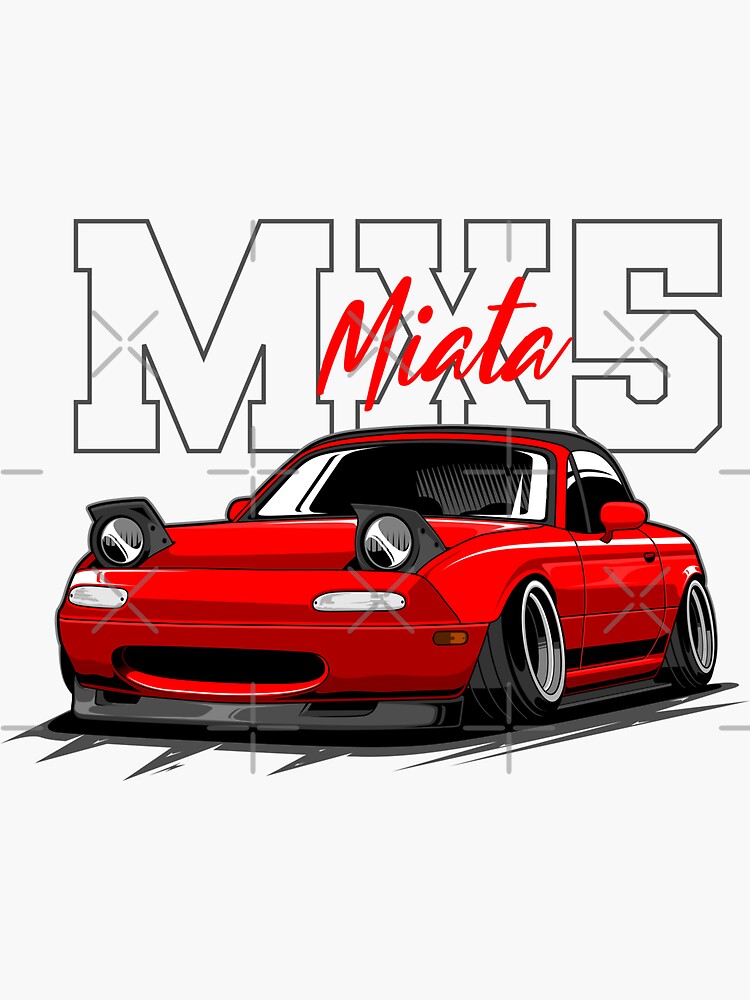 Red Miata Jdm Car Sticker For Sale By Wellyans Redbubble