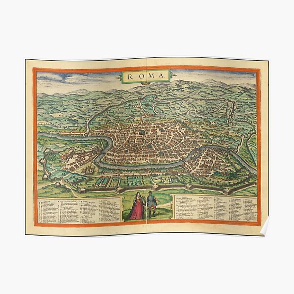 Rome Roma By Georg Braun Frans Hogenberg Map Print