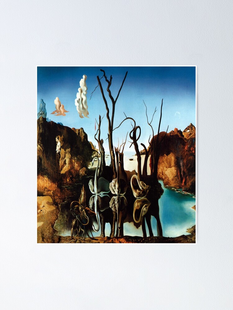 Swans Reflecting Elephants Salvador Dali Poster For Sale By