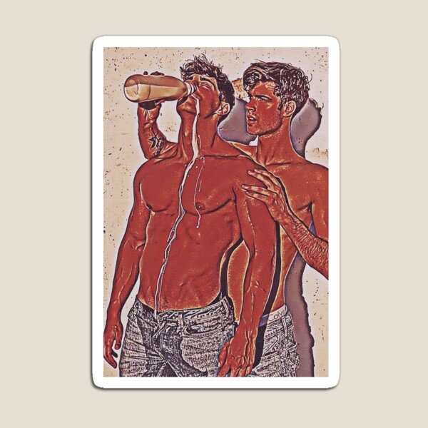 His Thirsty Boyfriend Male Nude Model Homoerotic Gay Art Magnet By