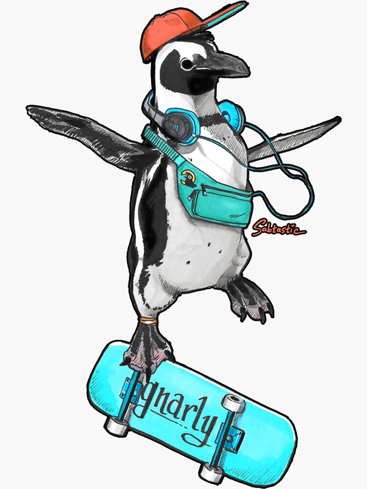 Gnarly Skater Penguin Sticker For Sale By MasCtrl Redbubble