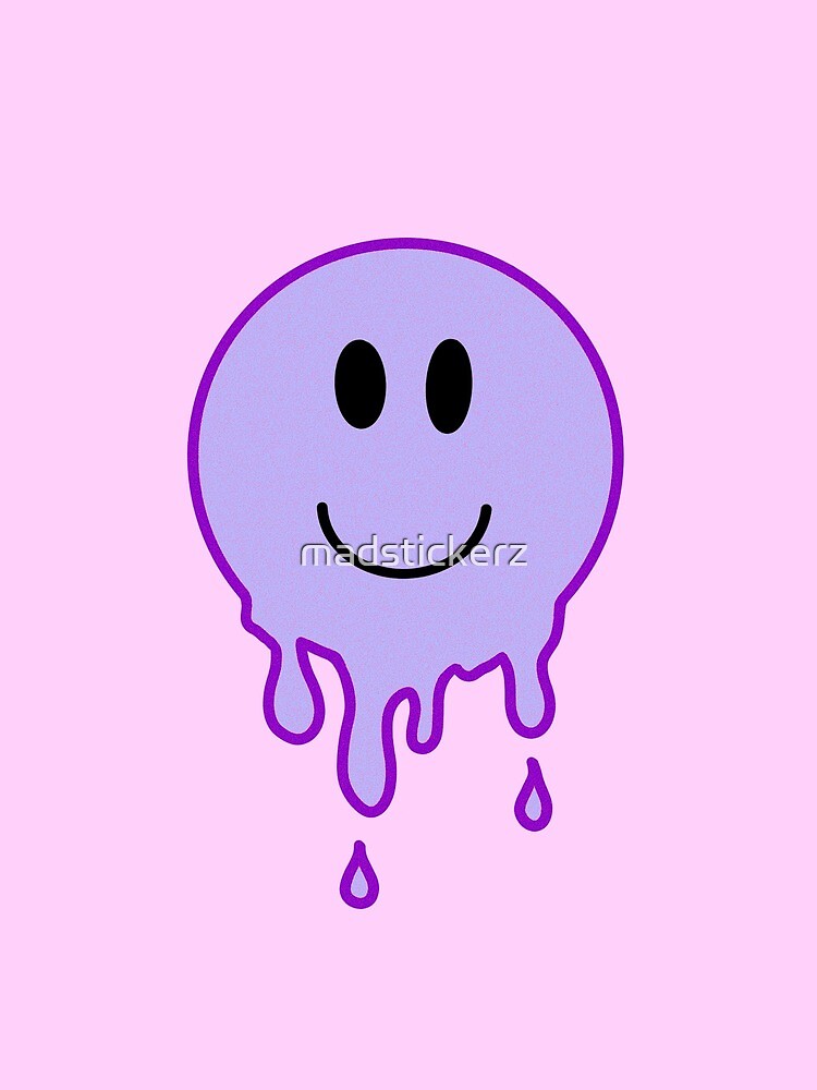 Purple Drippy Smiley Face Art Print By Madstickerz Redbubble