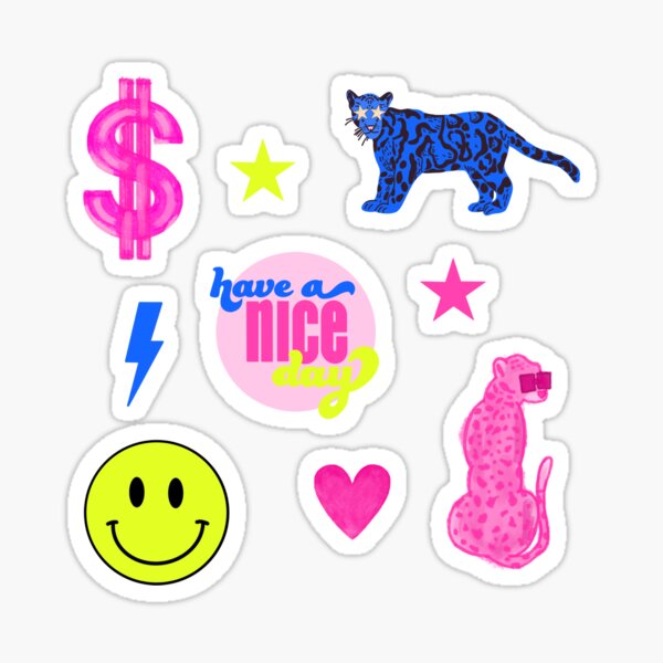 Neon Preppy Sticker Pack Sticker For Sale By Morganicdesigns Redbubble