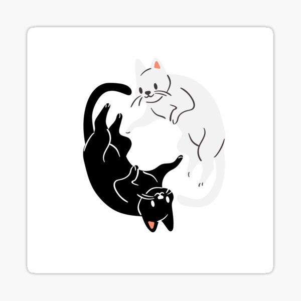 Yin Yang Cat Sticker By Isanart Redbubble