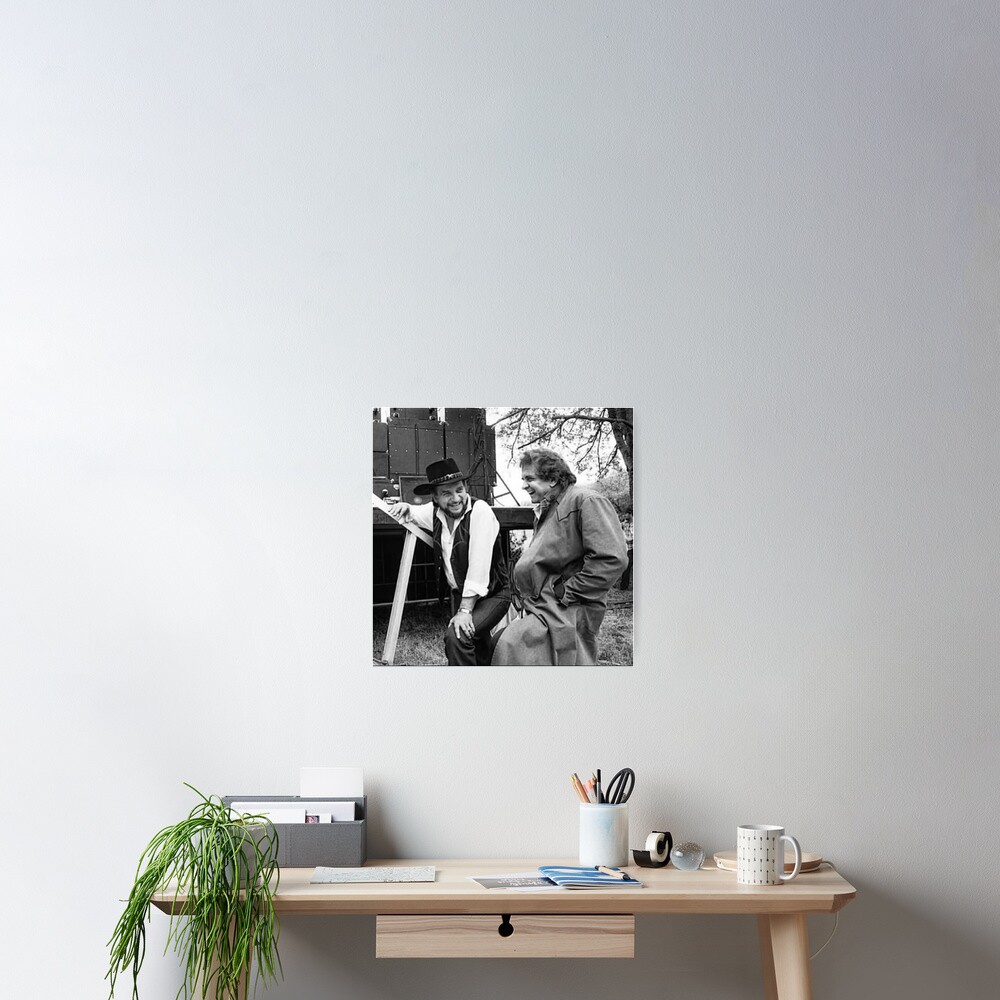 Waylon Jennings Johnny Cash B W Photo Poster For Sale By