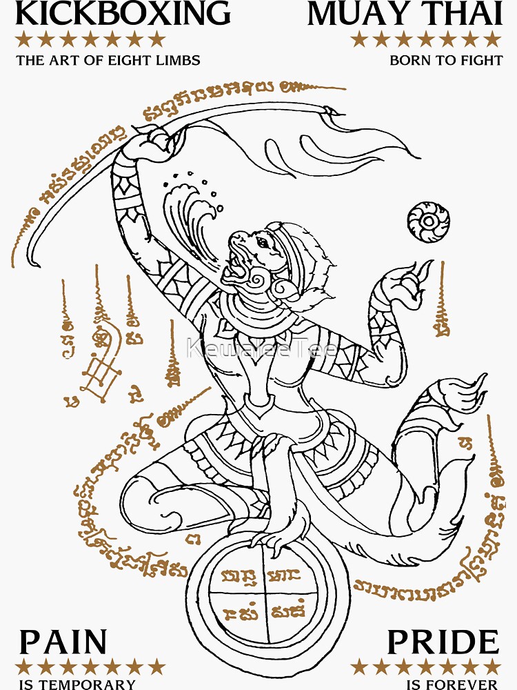 Sak Yant Hanuman Muay Thai Kickboxing Tattoo Sticker For Sale By