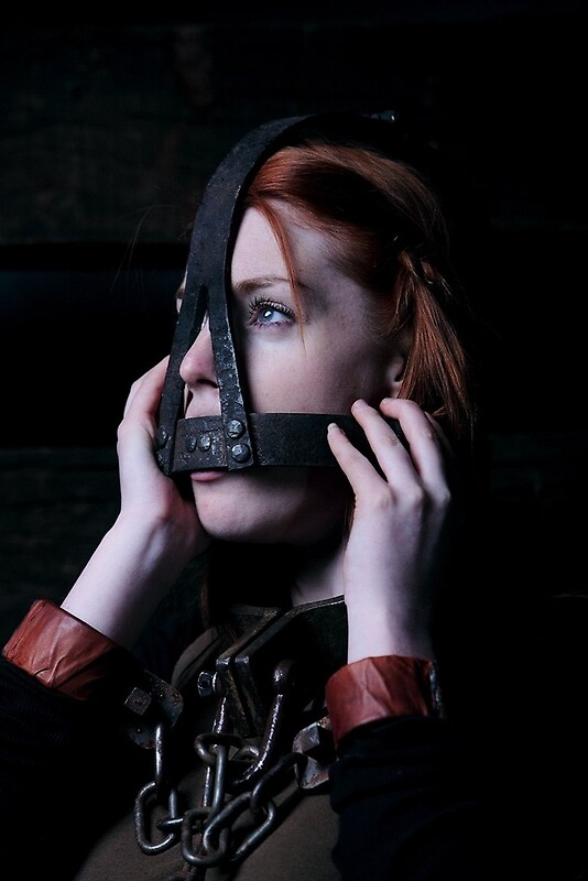 Fi Stevens in the Scolds Bridle and Shackles Greeting Fi Stevens in the Scolds Bridle and Shackles Greeting