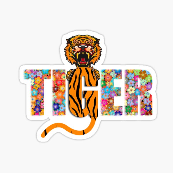 Tiger With Flowers Lovely Sticker By ESAMSTORE Redbubble