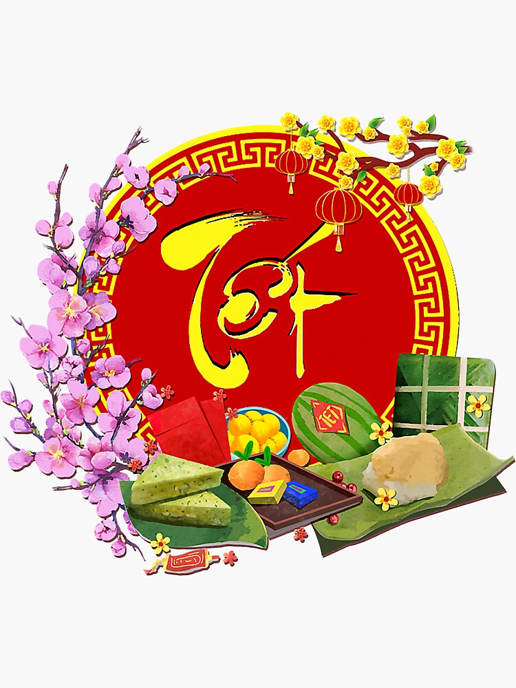 Vietnamese Lunar New Year Tet Funny Decoration Sticker By