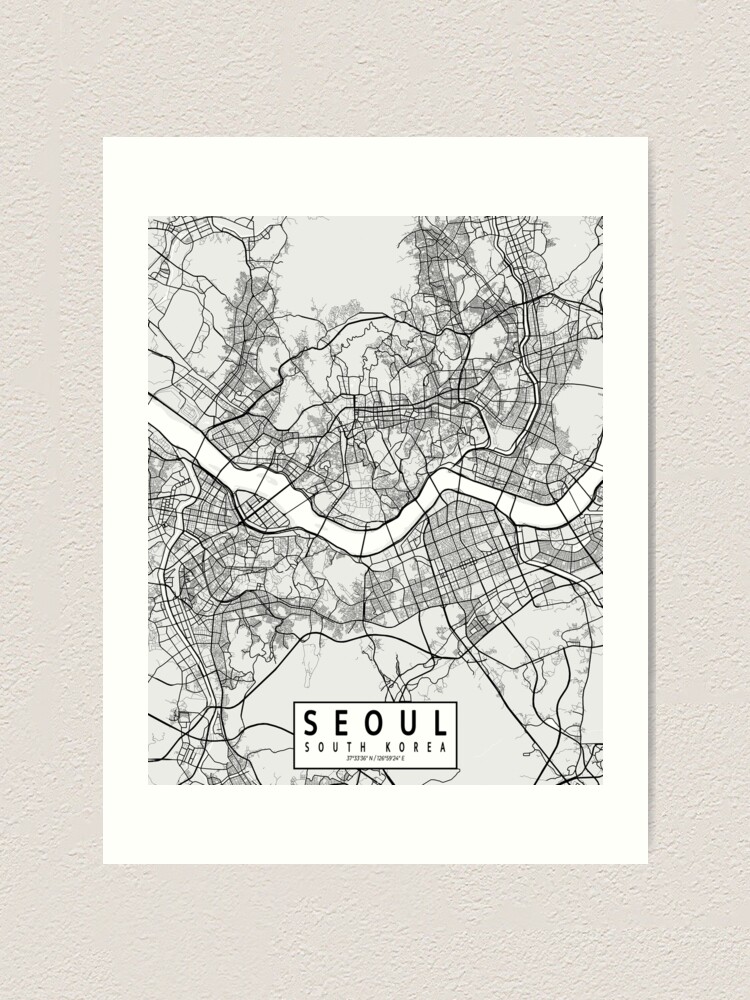 Seoul City Map Of South Korea Light Art Print For Sale By Demap