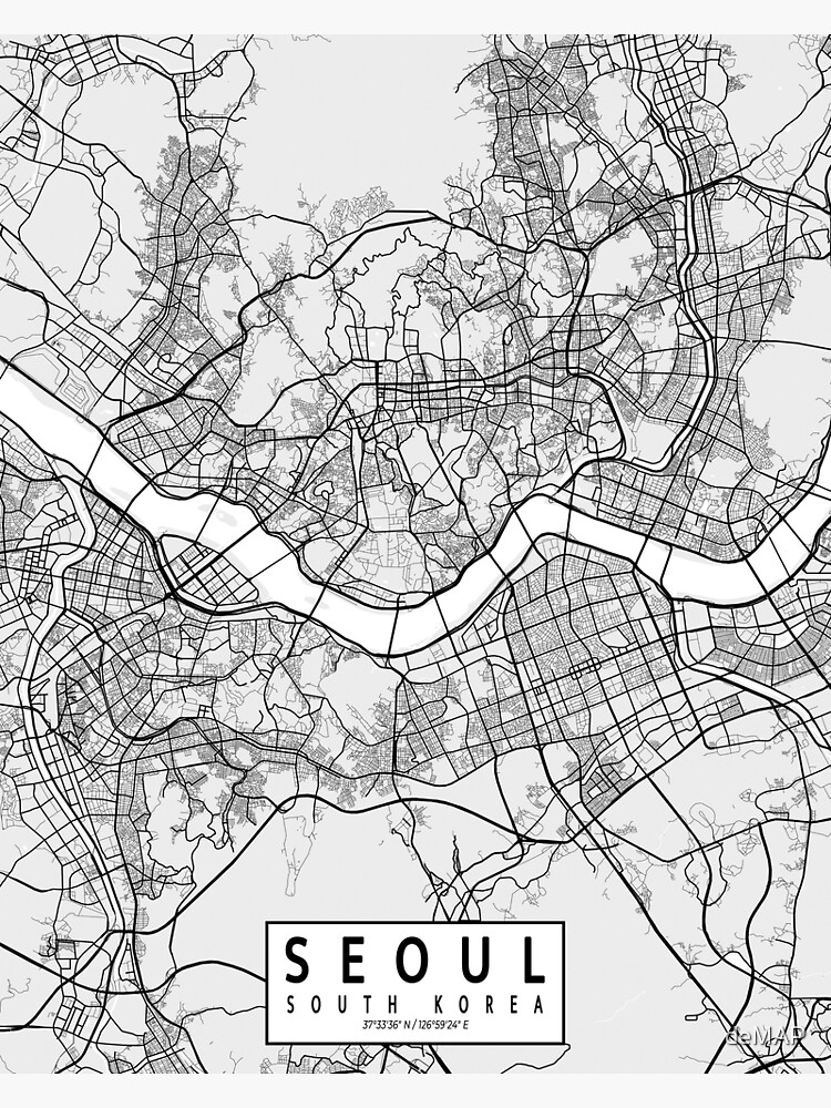 Seoul City Map Of South Korea Light Poster For Sale By Demap