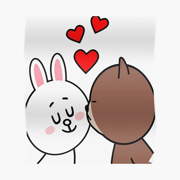 Brown Bear Cony Bunny Rabbit The Kiss Poster Poster For Sale By