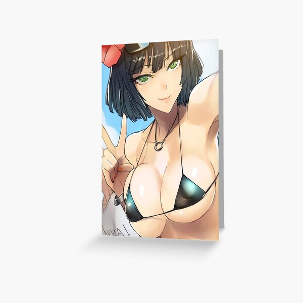 Ecchi Oppai Sexy Micro Bikini Beach Anime Girl Greeting Card By