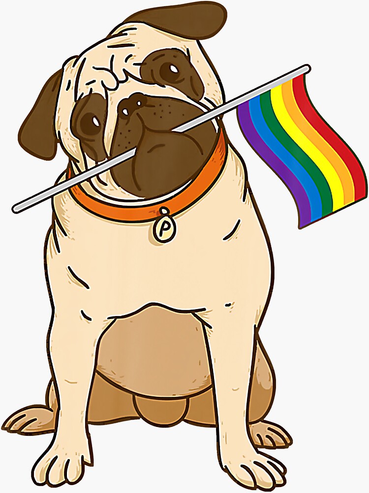 Gay Lesbian Pride Pug Lgbt Flag Pride Sticker By Gonzales Redbubble