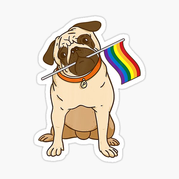 Gay Lesbian Pride Pug Lgbt Flag Pride Sticker By Gonzales Redbubble