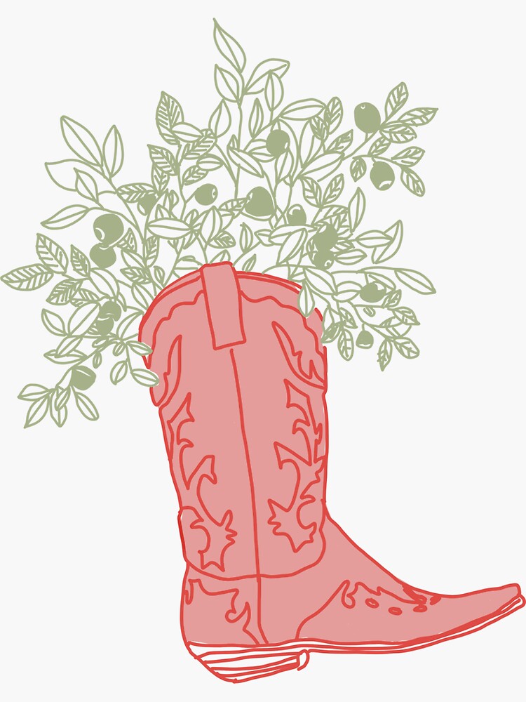 Floral Cowboy Boot Sticker For Sale By Themadelinerock Redbubble