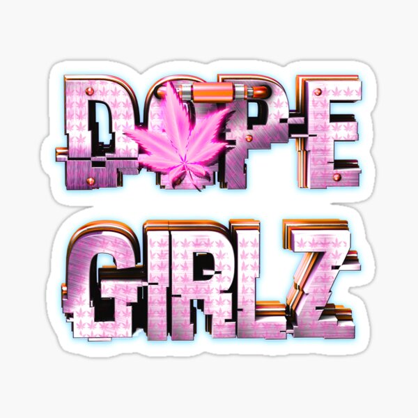 Dope Girlz Elegant Orange D Metallic Pink Cannabis Leaf Text With