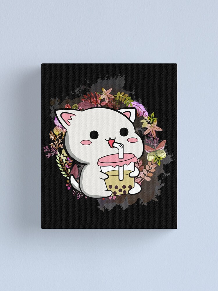 Cat Boba Tea Bubble Tea Kawaii Anime Japanese Neko Girl Teen Canvas