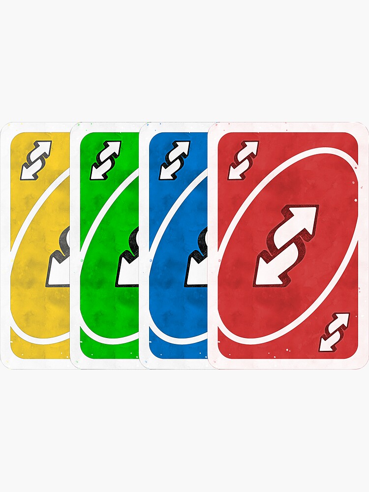 Yellow Green Blue Red Uno Reverse Cards Sticker Sticker For Sale By