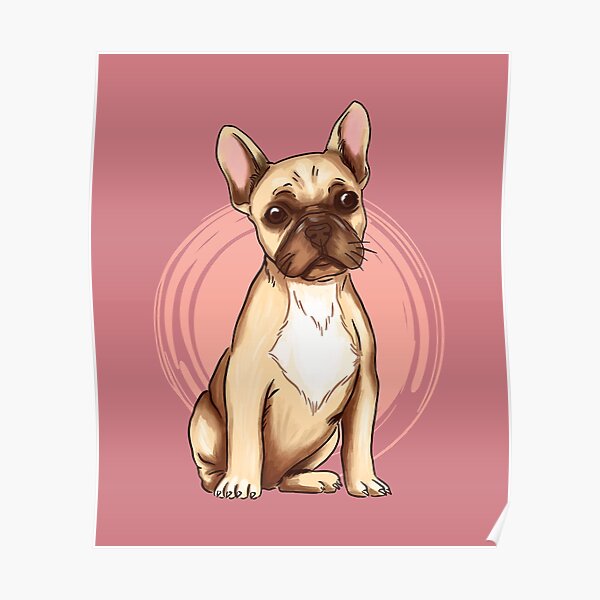 Cute Pink Frenchie Poster For Sale By Olforg Redbubble